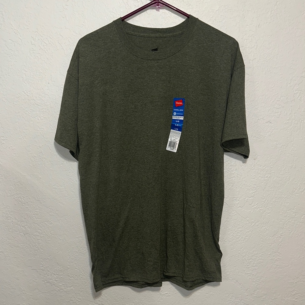 Hanes Men's Olive Short Sleeve Tee Cool Dri